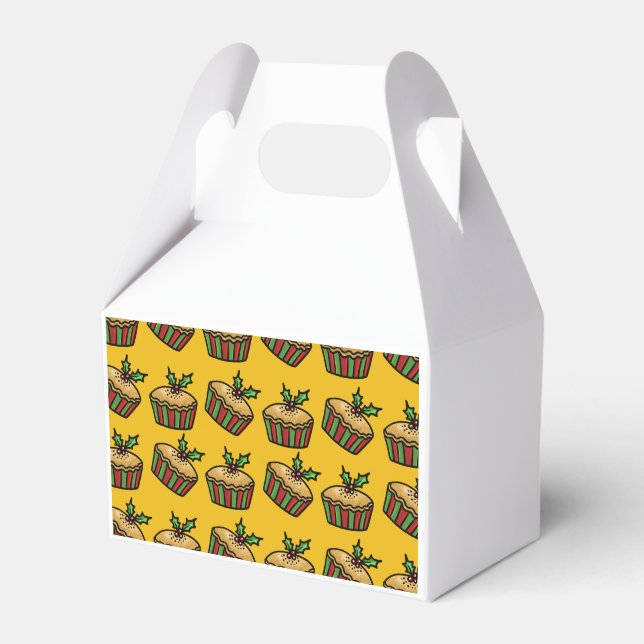 Christmas Mince Pie on a Golden Yellow Background  Favor Box (Front Side)