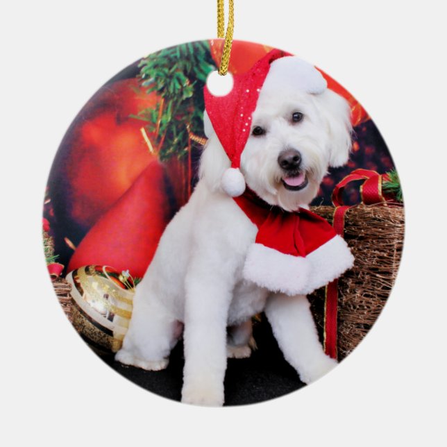 Christmas - Mini Doodle - Winston Ceramic Ornament (Front)