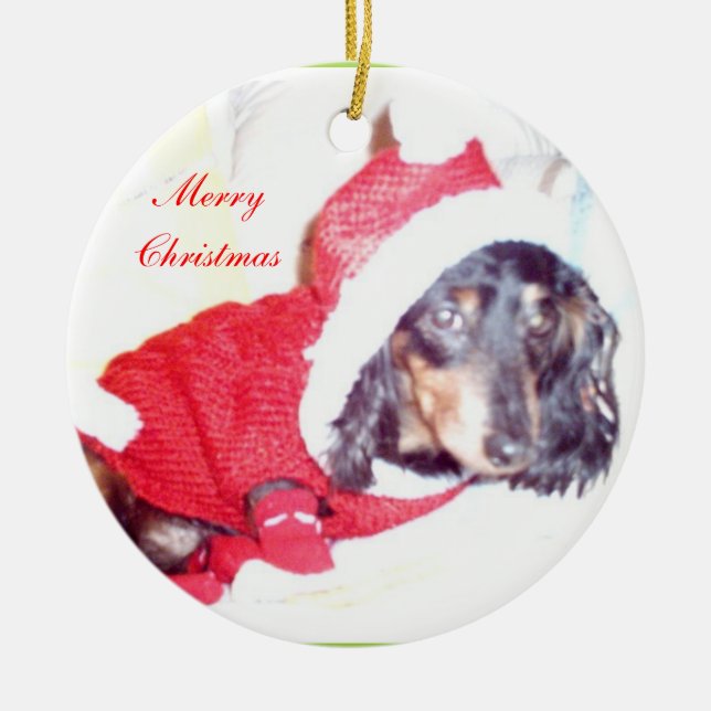 Christmas Miniature Dashcund Ornaments - Elf (Front)