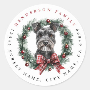 Christmas Miniature Schnauzer Round Stickers