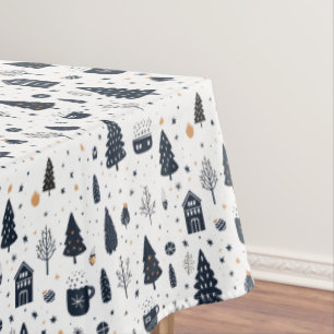 Christmas Minimal Black and White Modern Holiday Tablecloth