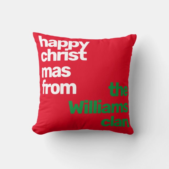 Christmas minimal modern custom party red green throw pillow (Front)