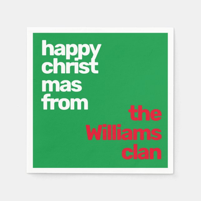 Christmas minimal modern party paper red  n napkin (Front)