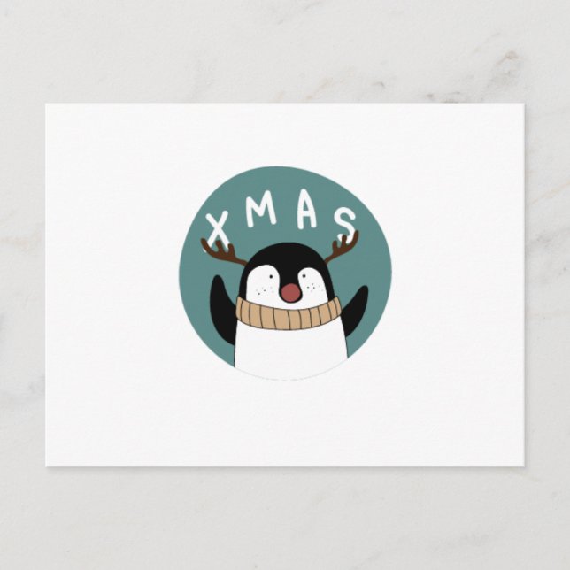 Christmas Minimal Penguin | Winter Is Coming Postcard (Front)