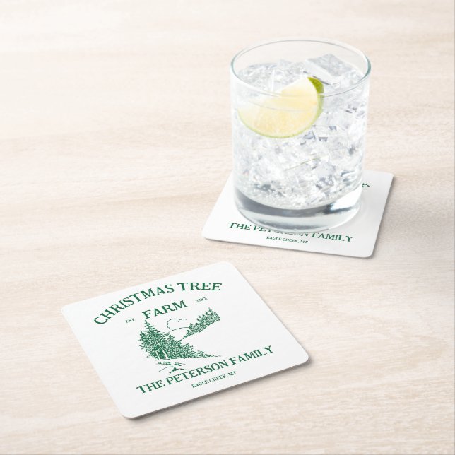 Christmas Minimalist Holiday  Square Paper Coaster (Insitu)