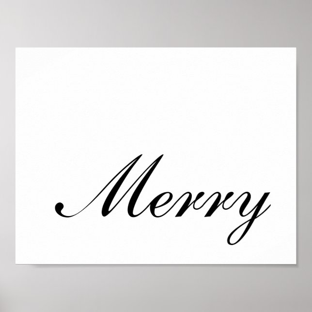 Christmas Minimalist Script Merry  Poster (Front)