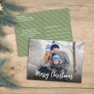 Christmas Minimalist Simple Calligraphy 1 Photo  Holiday Postcard