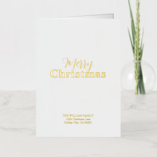 Christmas Minimalistic Elegant White and Gold Foil Greeting Card