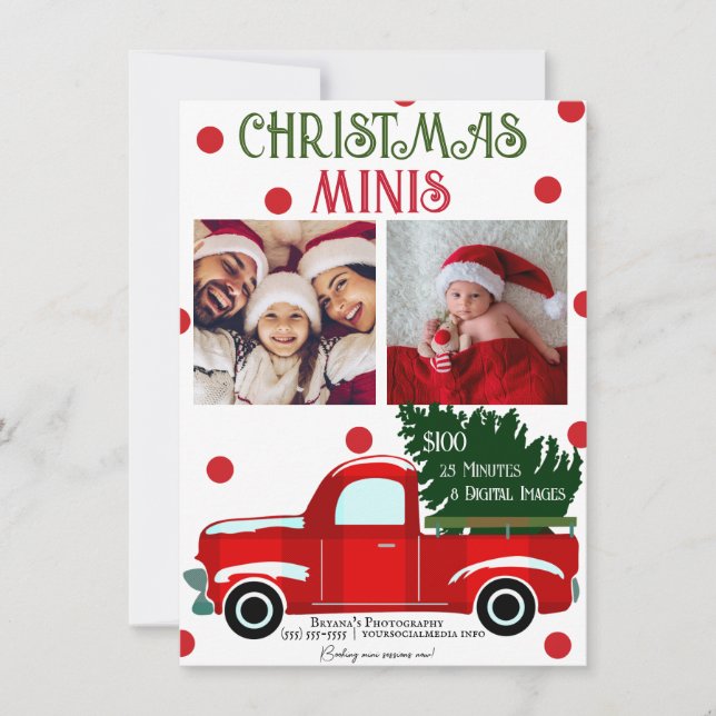 Christmas Minis Red Truck Photography Flyer   Invitation (Front)