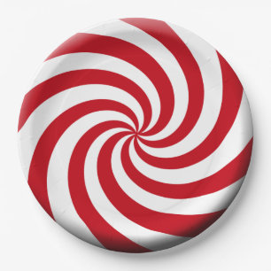 Christmas Mint Design Red White Holiday Colours Paper Plate