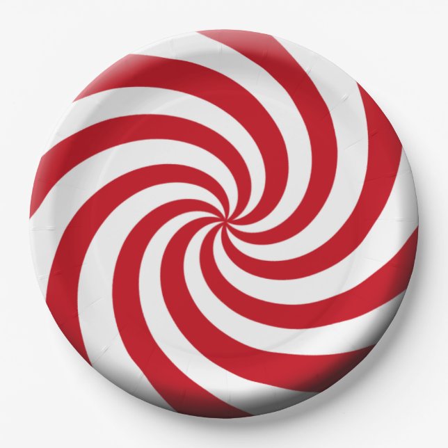 Christmas Mint Design Red White Holiday Colours Paper Plate (Front)