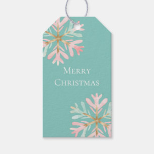 Christmas Mint Pink Snowflakes  Gift Tags