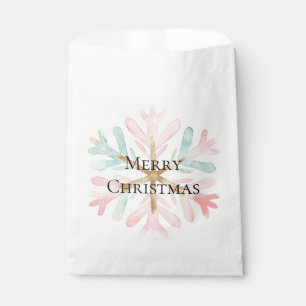 Christmas Mint Pink Snowflakes on White Favour Bag