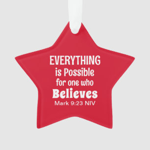 Christmas Miracle Bible Verse Christian Faith Red Ornament