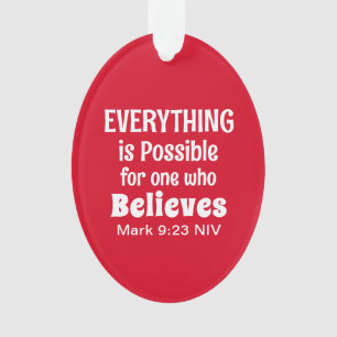 Christmas Miracle Bible Verse Christian Faith Red  Ornament