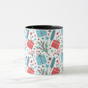 Christmas Mistletoe and Gift Pattern Mug