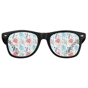 Christmas Mistletoe and Gift Pattern Retro Sunglasses