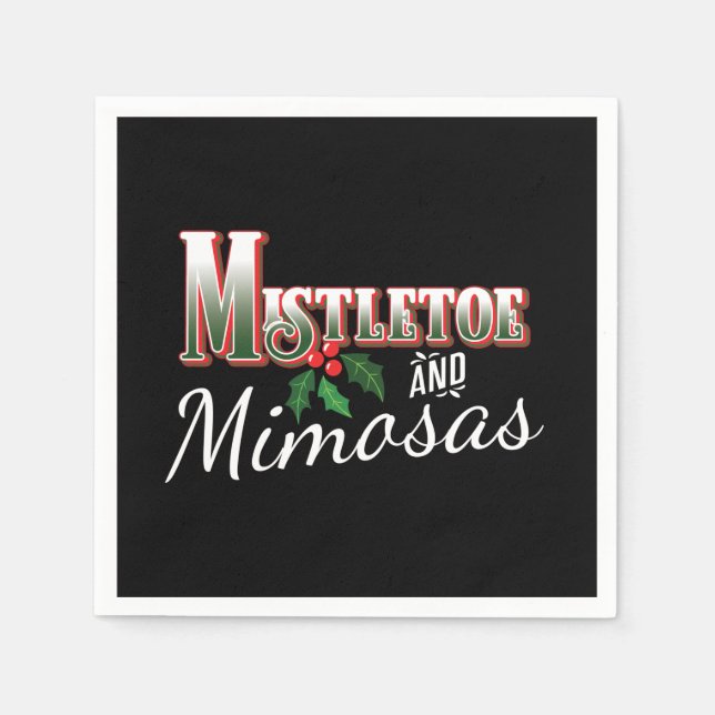 CHRISTMAS MISTLETOE AND MIMOSAS PAPER DECOUPAGE NAPKIN (Front)