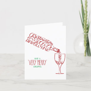 Christmas Mistletoe and Wine   Elegant Script Holiday Card