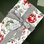 Christmas Mistletoe Bauble Greenery Wrapping Paper<br><div class="desc">This elegant watercolor Christmas Mistletoe Bauble Ornaments and Greenery wrapping paper features beautiful sprigs of mistletoe among red and green hanging ornaments perfect for a heart warming gift this holiday season!</div>