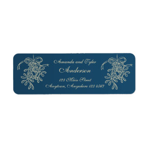Christmas Mistletoe Blue Return Address