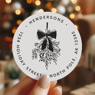 Christmas Mistletoe Bough Return Address Classic Round Sticker