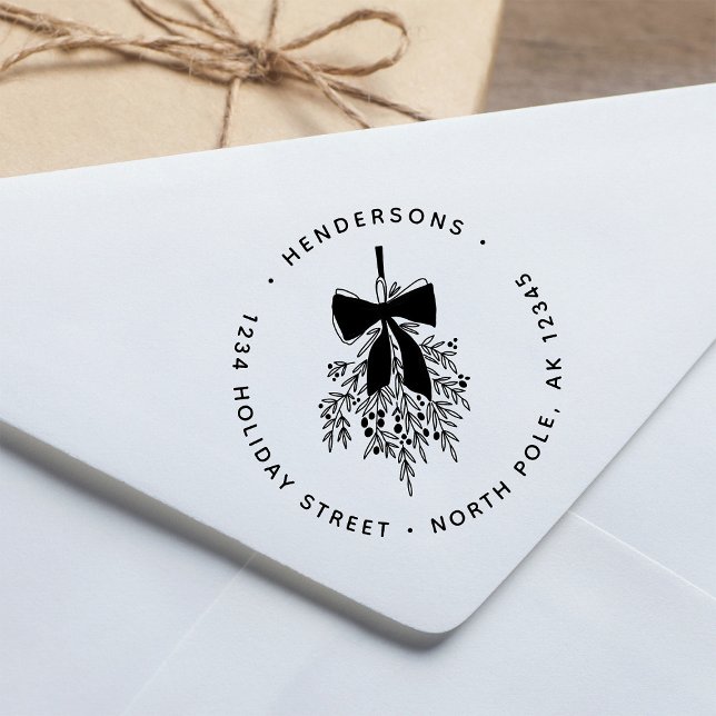 Christmas Mistletoe Bough Return Address Rubber Stamp (Creator Uploaded)