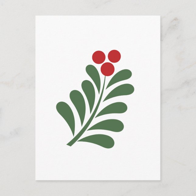 Christmas mistletoe branch postcard (Front)