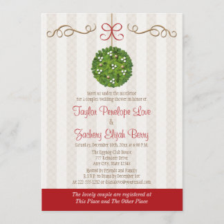 CHRISTMAS MISTLETOE COUPLES WEDDING SHOWER INVITATION
