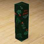 Christmas Mistletoe Custom Green Holiday Gift Wine Box<br><div class="desc">Christmas wishes abound with this festive and romantic mistletoe pattern wine box for a holiday gift. Customize with your own message in red and white. A beautiful botanical pattern Christmas present accessory.</div>