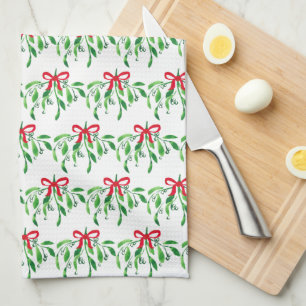 Christmas Mistletoe Festive Holiday Kiss Me Fun Kitchen Towel