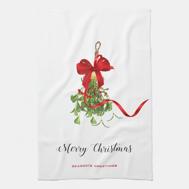 Christmas Mistletoe Kitchen Towel (Vertical)