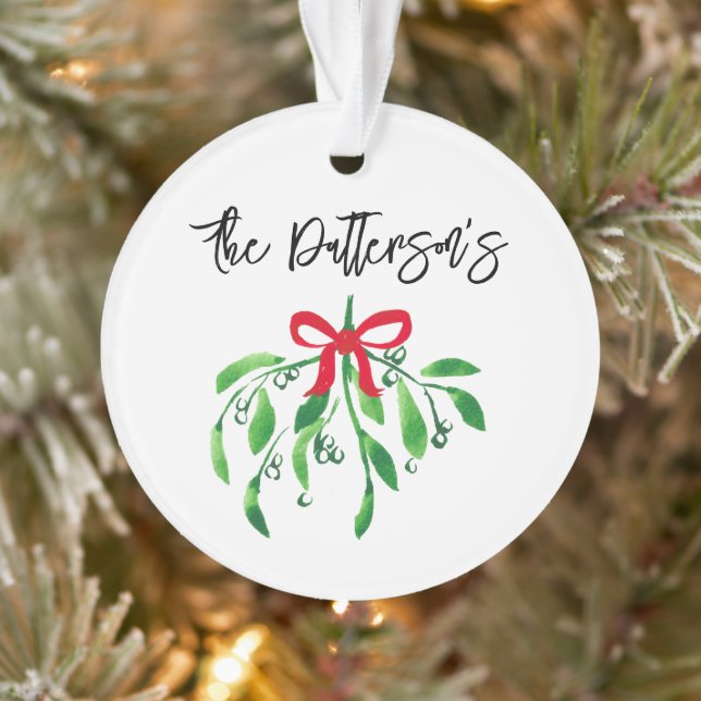 Christmas Mistletoe NAME Festive Holiday Kiss Fun Ornament (Tree)