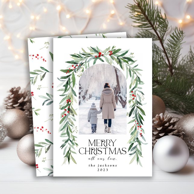 Christmas Mistletoe Photo Rustic Holiday Card (Creator Uploaded)