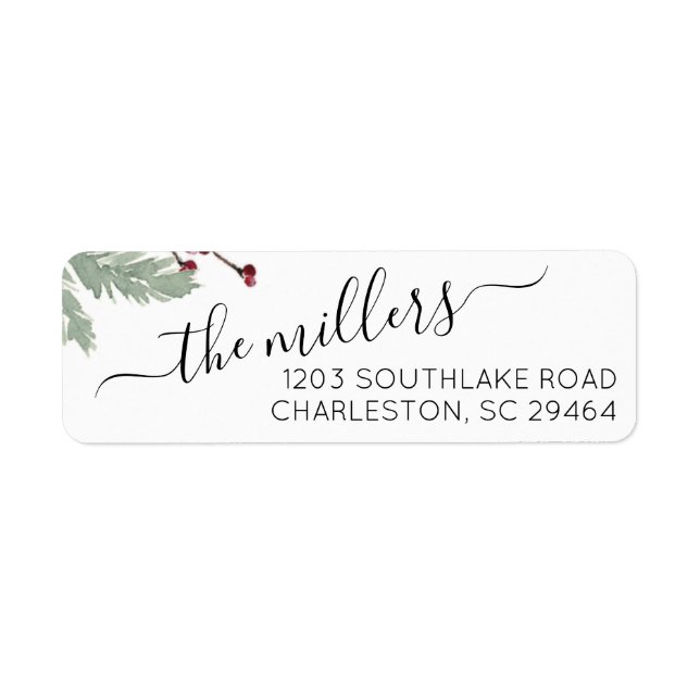 Christmas Mistletoe Script Return Address Label  (Front)