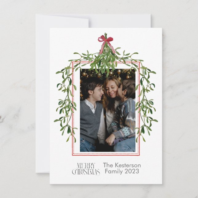 Christmas Mistletoe Trellis Photo  Holiday Card (Front)