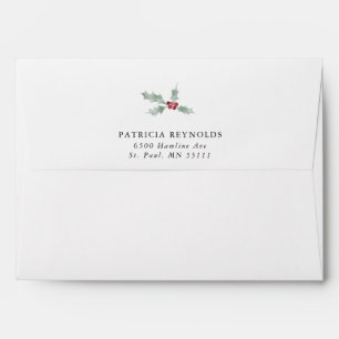 Christmas Mistletoe Watercolor Return Address Envelope