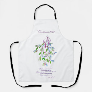 Christmas Mistletoe with poem Apron