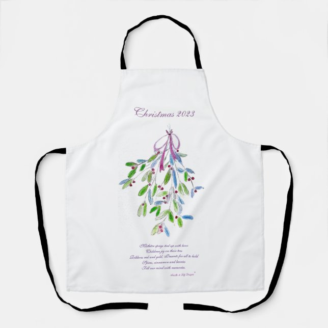 Christmas Mistletoe with poem Apron (Front)