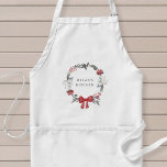 Christmas Mistletoe Wreath Personalized Standard Apron<br><div class="desc">Custom-designed Christmas apron featuring personalized name encircled in festive Christmas wreath with red berries,  poinsettia,  and pine branches.</div>