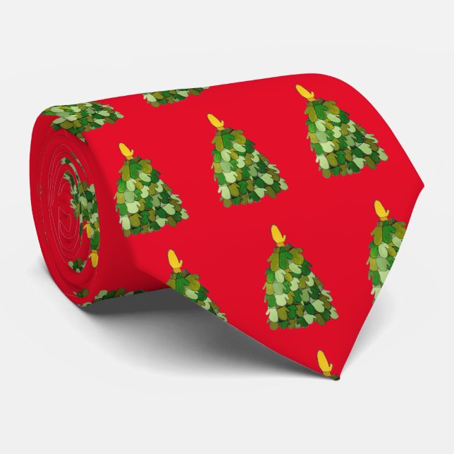 Christmas Mitten Tree Necktie (Rolled)
