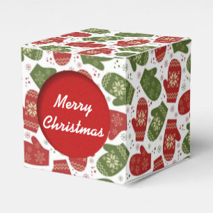 Christmas Mittens Pattern Cube Favour Box