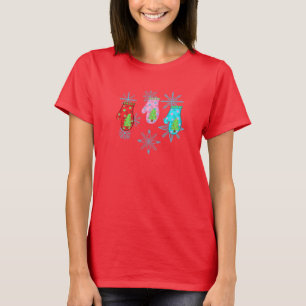 Christmas mittens_white Flat Holiday Card T-Shirt