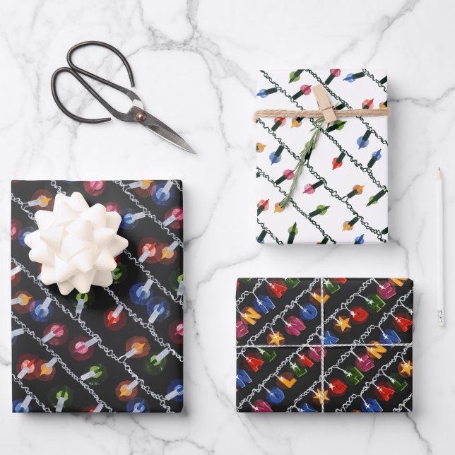 Christmas mix - christmas lights wrapping paper sheet (Front)