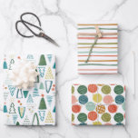 Christmas Mix Watercolor Wrapping Paper Sheets<br><div class="desc">A playfully modern mix of Christmas watercolor paintings makes this wrapping paper set a lovely way to unwrap gifts this year. Featuring hand-painted Christmas trees,  stripes,  and ornaments! A beautiful addition to under your Christmas tree. Original artwork and design by Annie Montgomery Design</div>