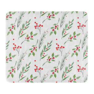 Christmas Mixed Botanical Pattern Cutting Board