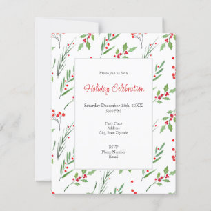 Christmas Mixed Botanical Pattern Invitation