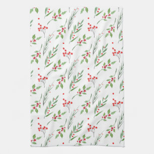 Christmas Mixed Botanical Pattern Kitchen Towel