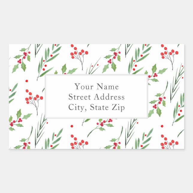 Christmas Mixed Botanical Pattern Label (Front)