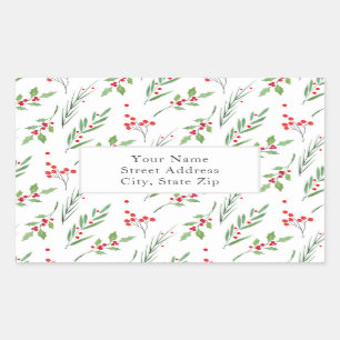Christmas Mixed Botanical Pattern Label